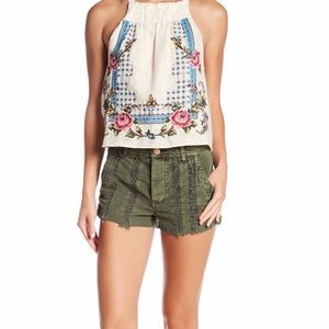 Free People Great Expectations embroidered shorts